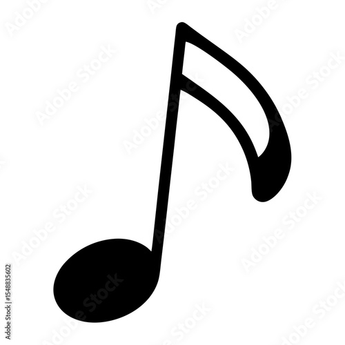 Single eighth note icon representing music, rhythm, and melodic harmony