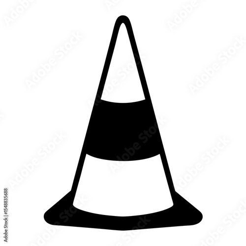 Striking Black and White Graphic Illustration of a Traffic Safety Cone