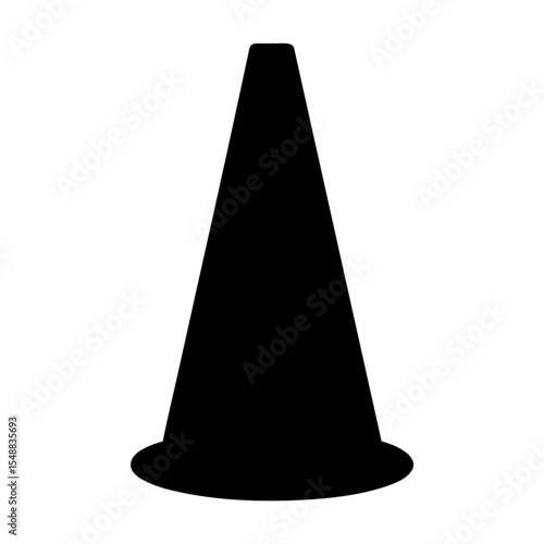 Black cone silhouette isolated on white background, potential symbol for safety