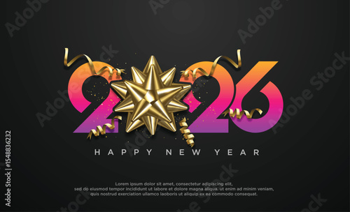 Happy new year 2026 design. With colorful truncated number illustration. Premium vector design for 2026 new year poster, banner, greeting and celebration.