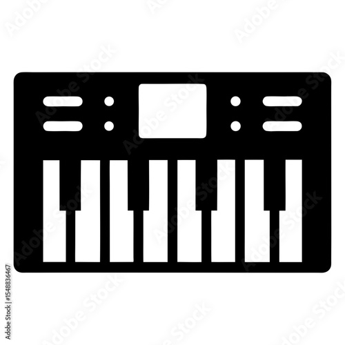 Minimalist vector illustration of a synthesizer keyboard for music creation and performance