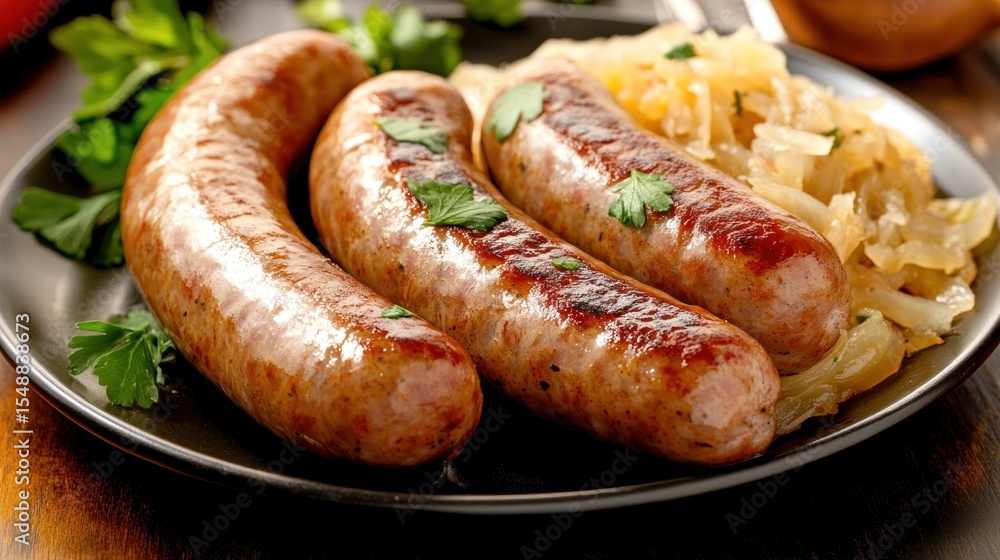 Grilled sausages with sauteed onions Grilled sausages with sauteed onions