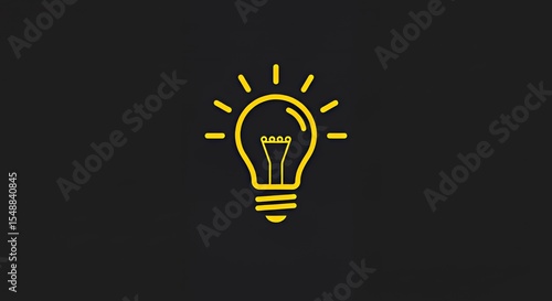 Illuminating Ideas: A Bold Yellow Lightbulb Icon on Black