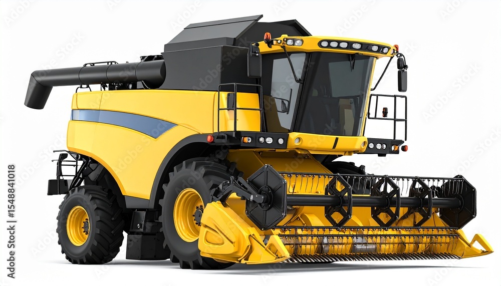 Obraz premium Combine harvester isolate background. Farm agricultural machinery for harvesting