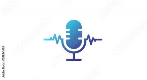 Dynamic Podcast Microphone Logo: Audio Waves & Gradient Design