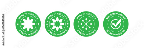 Made in Pakistan Vector Badges –Circular Labels with Quality Symbols