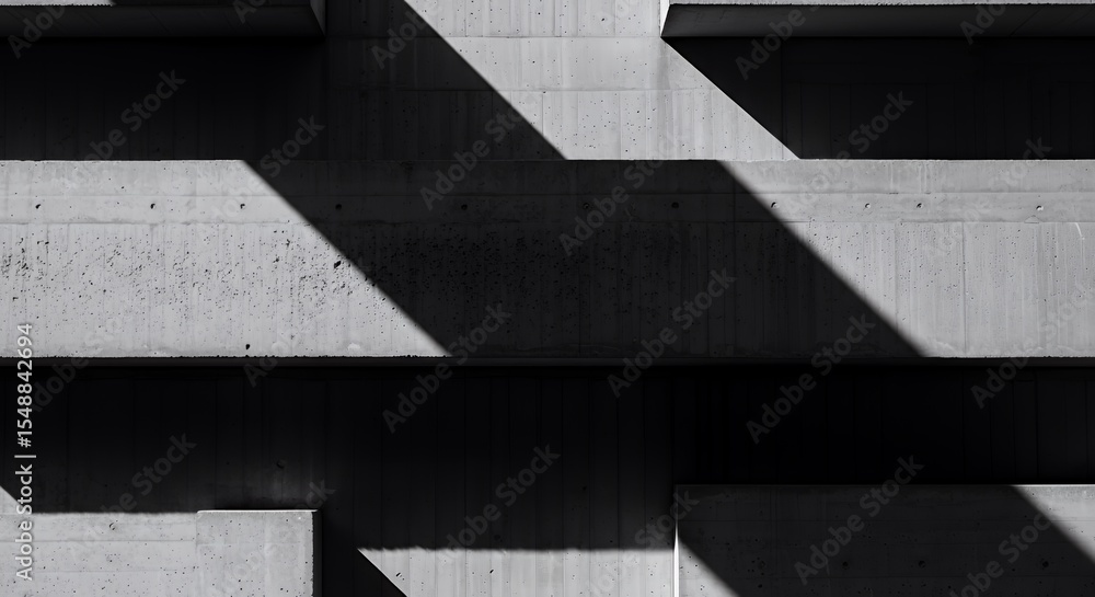 Fototapeta premium Abstract Concrete Architecture: Geometric Shadows and Light Play