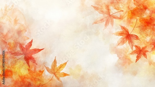 Autumn watercolor leaves background
