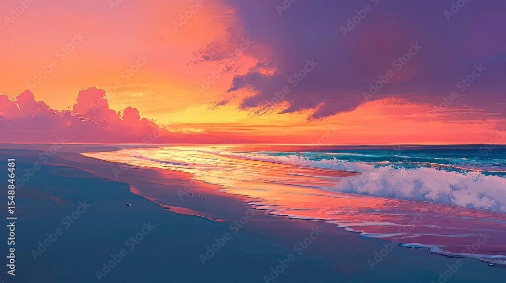 Fototapeta premium Colorful sunset over a beach
