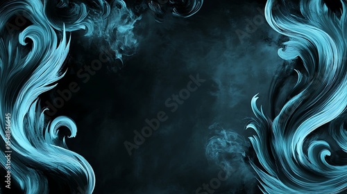 Abstract teal swirls on dark background