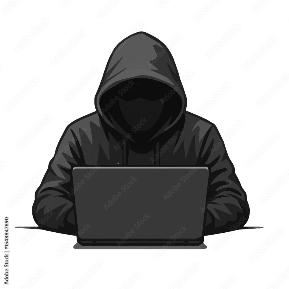 Hacker illustration with black hoodie using laptop isolated on transparent background, perfect for cybersecurity, cyberattack, hacking, or online threat visuals
Hacker illustration with black hoodie using laptop isolated on transparent background, perfect for cybersecurity, cyberattack, hacking, or online threat visuals