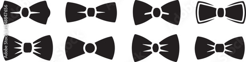 Bow Tie Silhouette Collection Formal Neckwear Vector Illustration Set