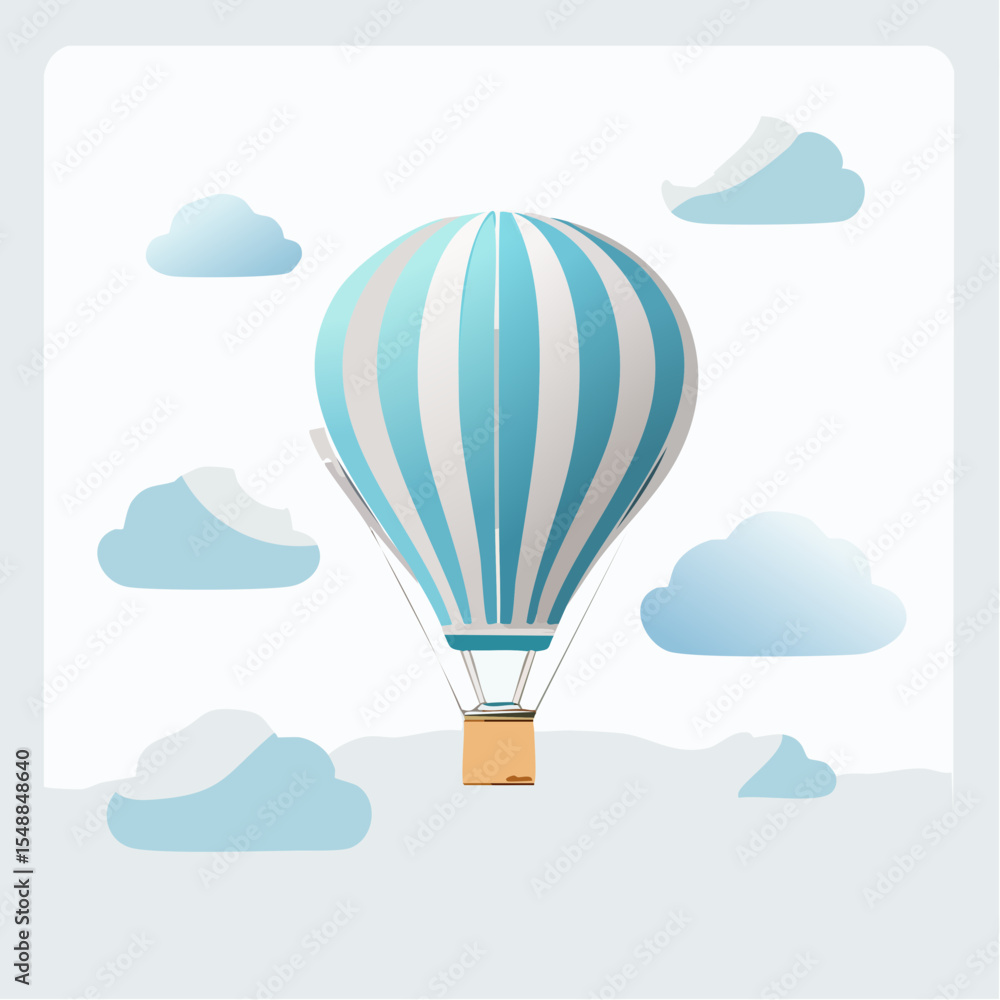 Obraz premium A serene hot air balloon illustration with soft clouds, perfect for wanderlust designs and dreamy travel themes.