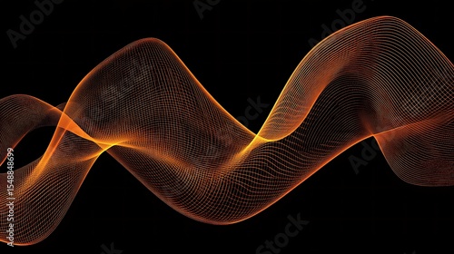 Abstract flowing orange lines on black background (2)