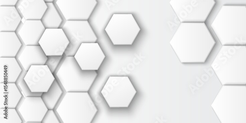 Background with hexagons. Abstract background with lines. white texture background. Surface polygon pattern with glowing hexagon paper texture and futuristic business.