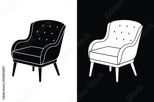 Accent Chair Icon Vector. Modern Silhouette Illustration Design