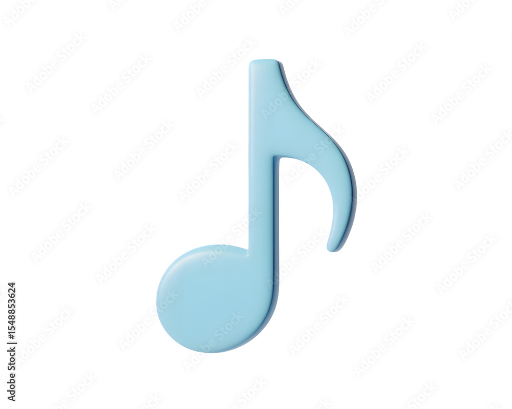 Light Blue Eighth Note Musical Symbol on Transparent Background Light Blue Eighth Note Musical Symbol on Transparent Background
