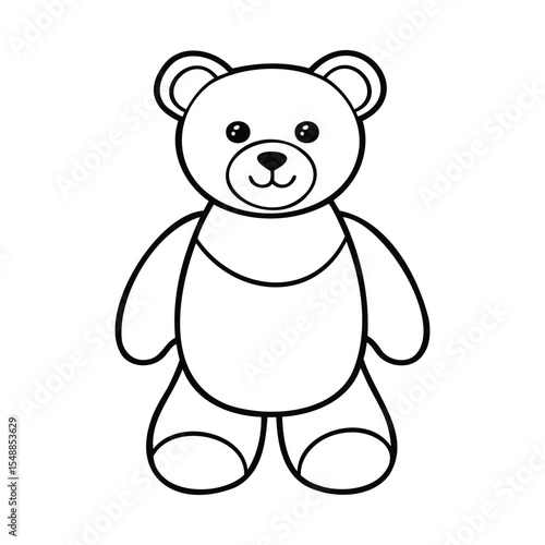 Bear Cub Cartoon Line Art Vector Doodle