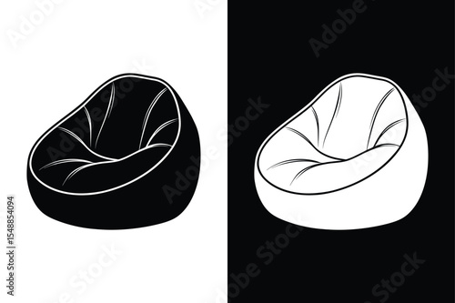Minimal Bean Bag Chair Silhouette Vector for Contemporary Decor