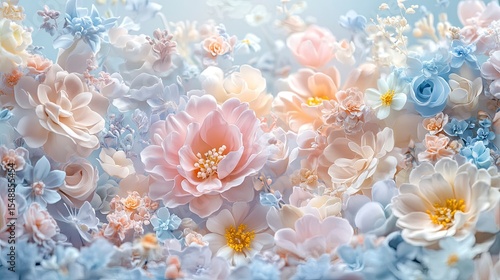 Delicate pastel flowers in a soft, airy arrangement