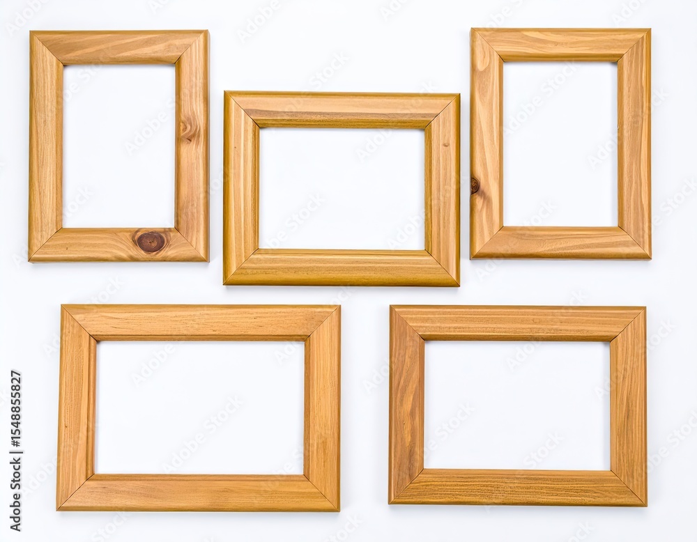 Wooden Frames Mockup Set on White Background Wooden Frames Mockup Set on White Background