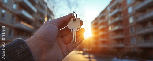 Realtor handing keys of an apartment to a new tenant after the lease agreement is signed, Generative AI
