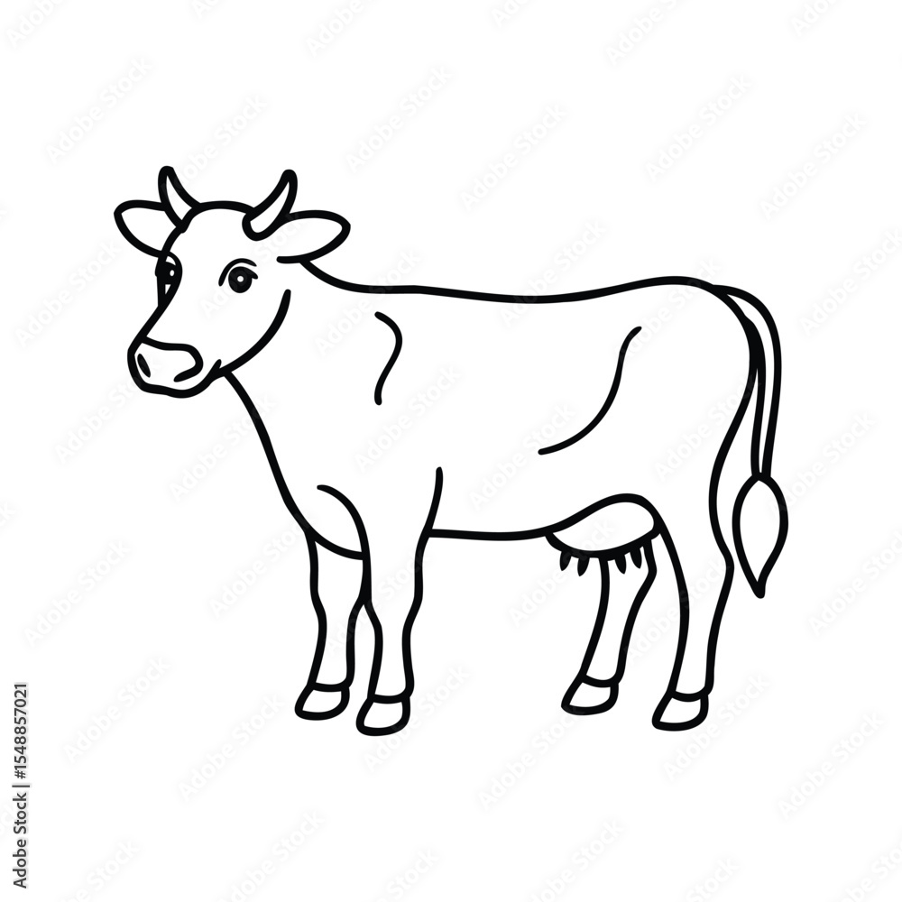 Dairy Cow Farm Animal Line Art Vector Doodle Dairy Cow Farm Animal Line Art Vector Doodle