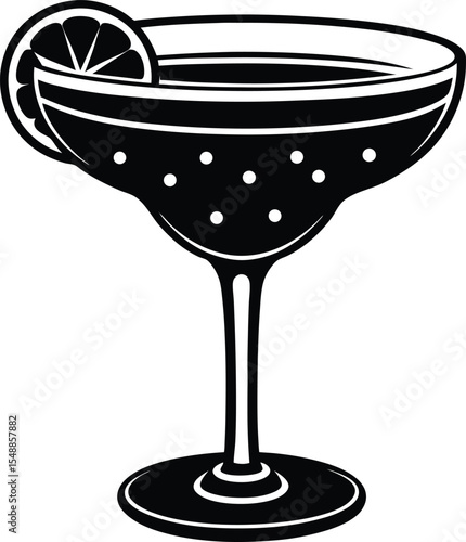 Margarita cocktail black silhouette vector art and