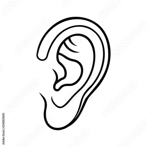 Human Ear Anatomy Line Art Vector Doodle