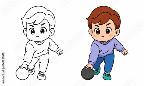 bowling player coloring page for kids