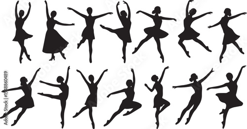 Silhouette Ballerina Dancer Collection Vector Art Ballet Pose Figure Set