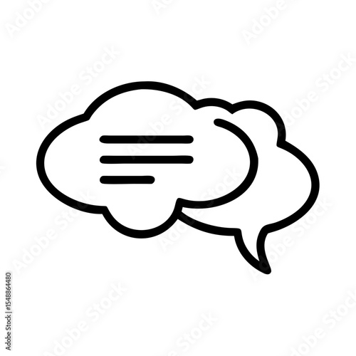 Speech bubble icon with lines for dialogue in minimalist style  
