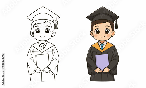 graduation students coloring page for kids