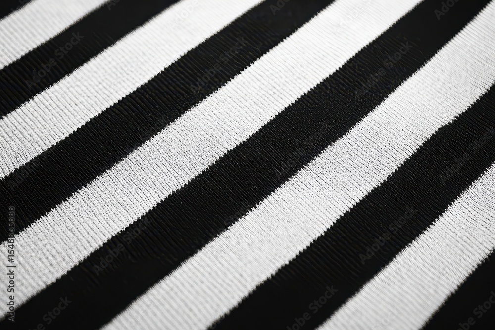 Monochrome Diagonal Stripes on Fabric: A Close-Up of Parallel Lines in Black and White Textiles Monochrome Diagonal Stripes on Fabric: A Close-Up of Parallel Lines in Black and White Textiles