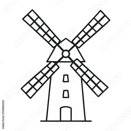 Traditional Windmill Outline Doodle