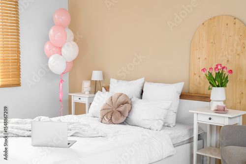 Interior of bedroom decorat...