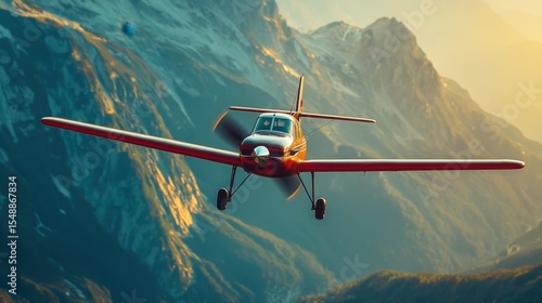 Private Aerobatic Aircraft Soars Over Majestic Mountains, Capturing the Essence of VIP Travel and Aerial Adventure
