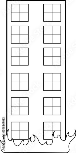 Abstract Building Inferno: Line Art Blaze