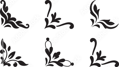 Elegant Floral Corner Ornaments for Decoration and Embellishment Vector