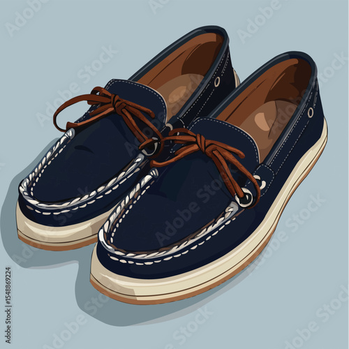 Casual Men's Boat Shoes with Nautical Moccasin Design in 2D