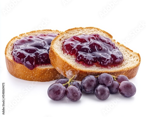 Isolated Slice of Bread with Sweet Grape Spread - A Delicious Fruit Jam Experience