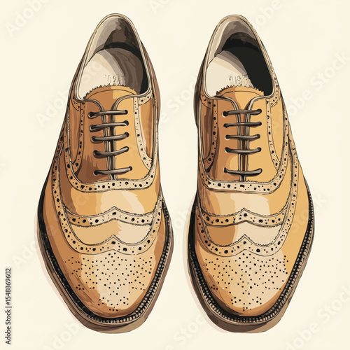 Vintage Brogue Shoes for Men in 2D Style