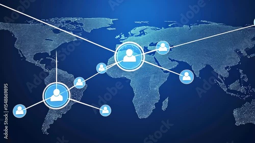 A detailed polygon world map illustrating the interconnectedness of blockchain technology across various regions showcasing its global impact and application