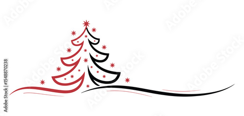 Stylish Christmas Tree Design with Red and Black Lines