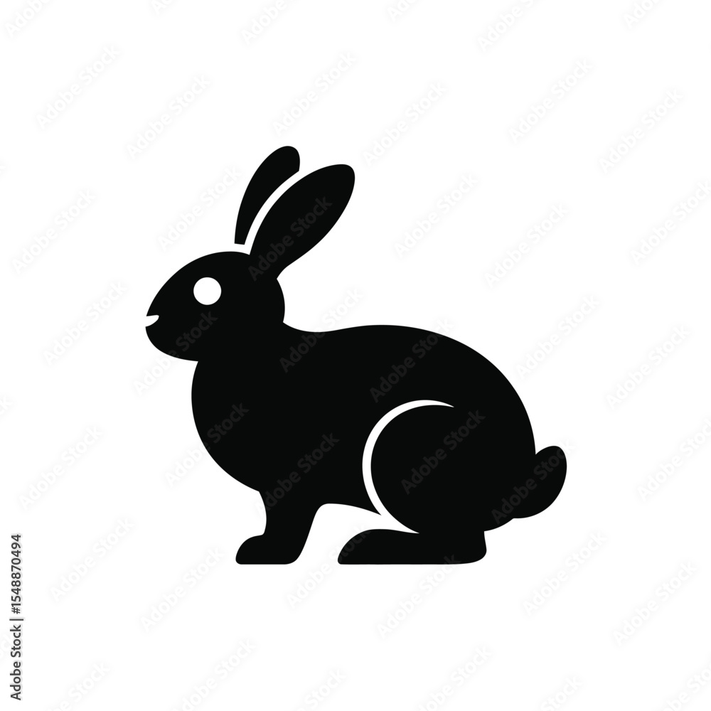 Black Silhouette of a Rabbit Sitting on White Background Simple Icon Design Vector Graphic image Black Silhouette of a Rabbit Sitting on White Background Simple Icon Design Vector Graphic image