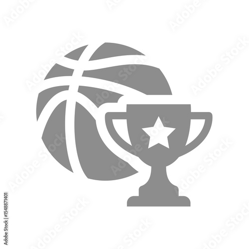 Basketball tournament and championship vector icon. Basketball ball with winner cup award, champion sign.