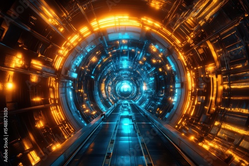 Fototapeta Naklejka Na Ścianę i Meble -  Futuristic tunnel with vibrant light