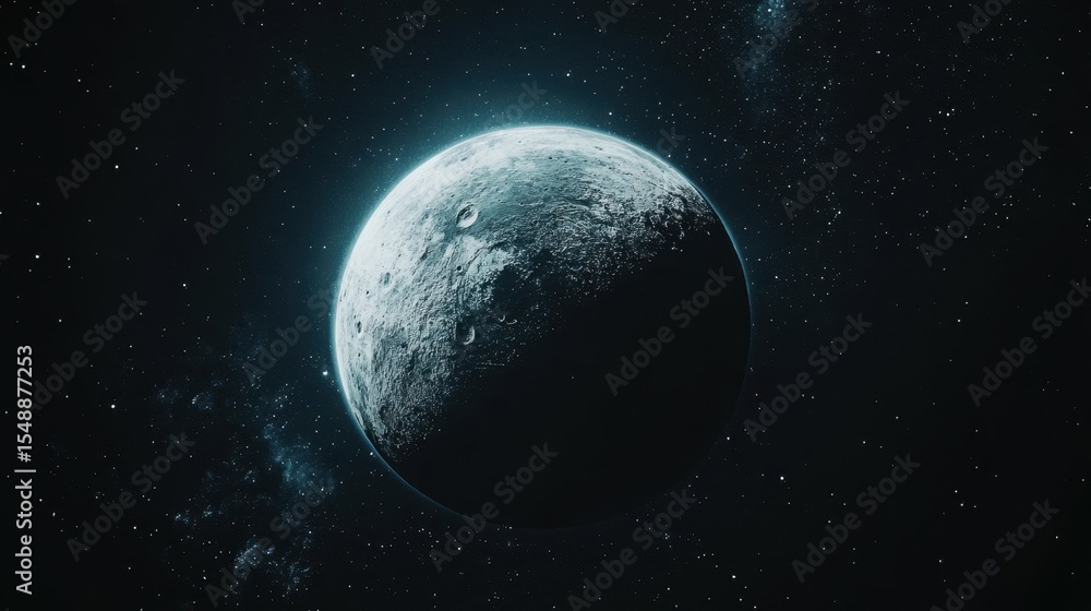 Fototapeta premium Celestial Bodies: Illustrative Journey Through Planetary Landscapes in the Vast Night Sky