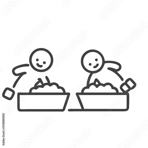 Children Playing in Sandbox Icon for Playground Design, Daycare Websites, Childhood Development Blogs, Parenting Apps and Educational Materials