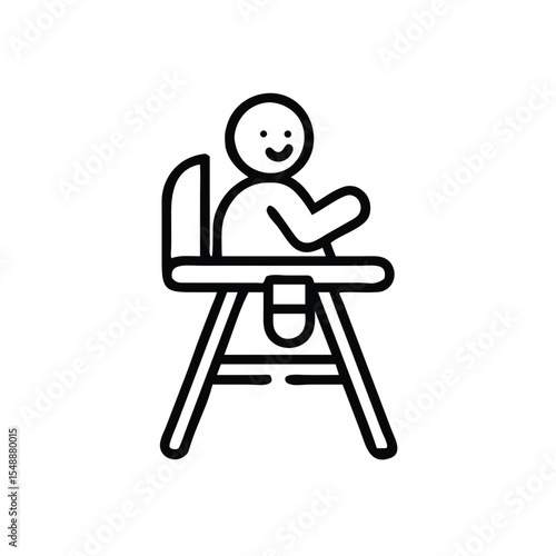 Baby in High Chair Icon for Food Blogs, Parenting Websites, Child Nutrition Apps, Restaurant Kid Menus and Feeding Educational Content